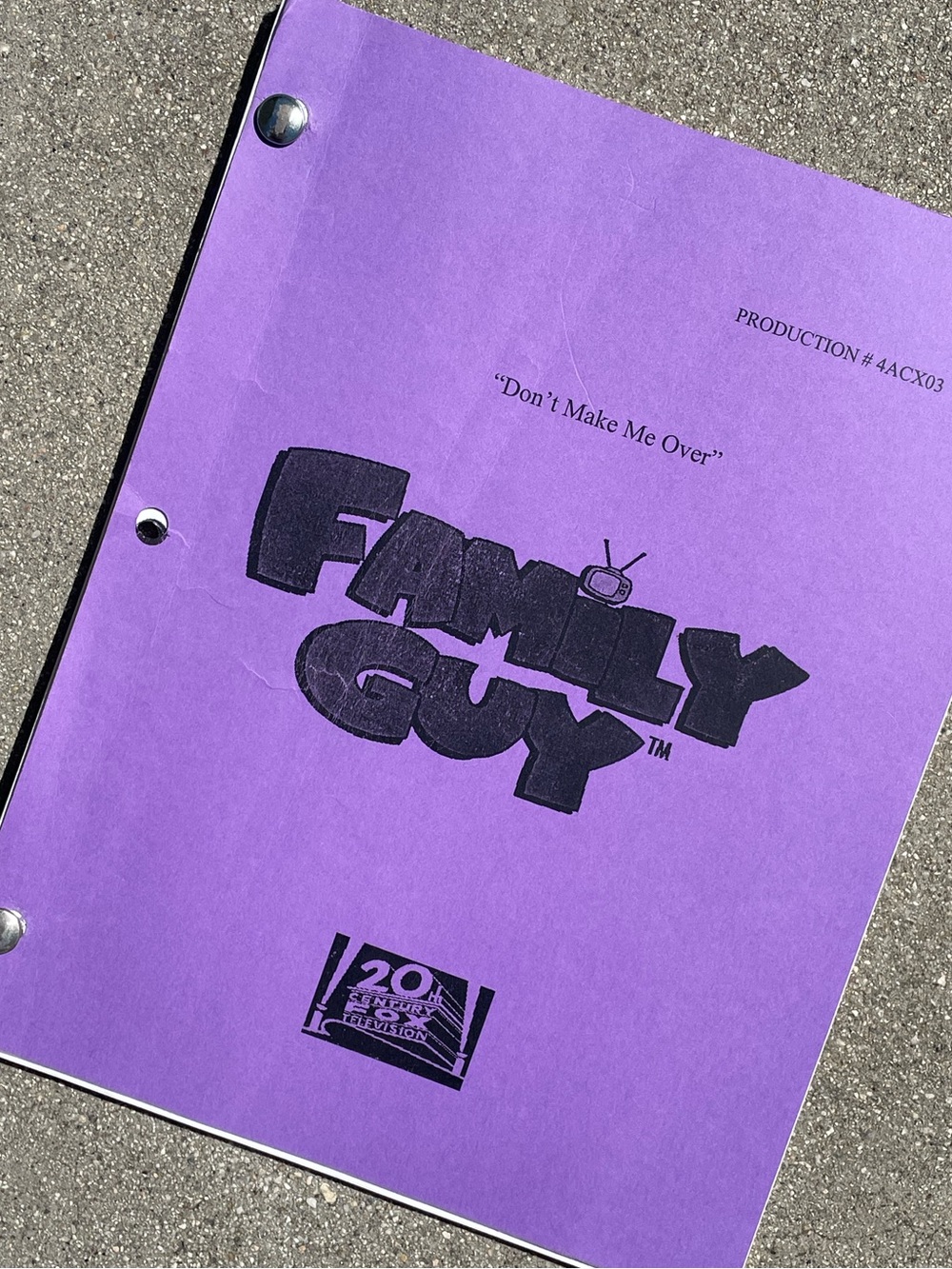 Family Guy 2004 Production Used Table Draft Script Dont Make Me Over FAMILY BAND